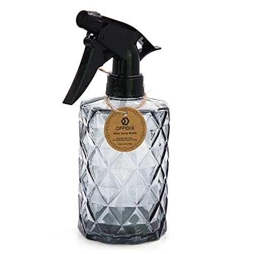 Glass Spray Bottle,Plant Mister, 0.35L/11.8oz Pressure Watering Can with Adjustable Nozzle Watering Handheld Bottles for Garden Plants Cleaning Solutions(Gray - color: Rhombus Gray