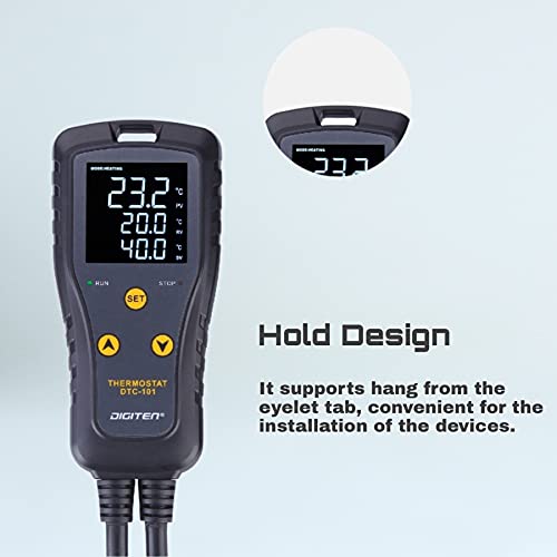 DIGITEN DTC101 Temperature Controller Digital Heat Mat Thermostat Greenhouse Thermostat Outlet Heating Cooling Temperature Control Seedlings Germination Rooting Fermentation Reptiles - style: 10A Temperature Controller