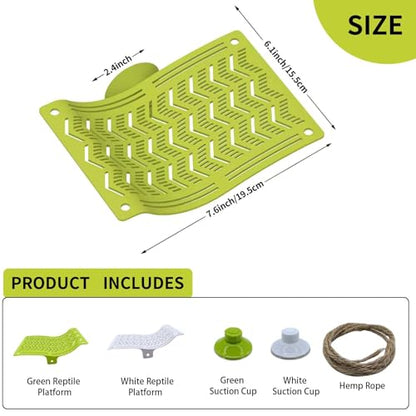 2PCS Bearded Dragon Hammock,Turtle Dock Basking Platform with Suction Cups,Reptile Plastic Climbing Lounger Tank Accessories for Lizards Frog Gecko Snakes