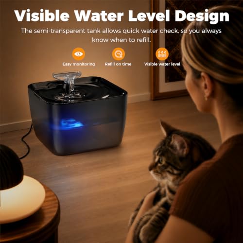Pet Water Fountain for Large Dogs & Cats, 7L/1.84Gal, Quiet Automatic Pump | Large dog water bowl dispenser for multi-pet households,easy to clean,visible water level, no spill, recirculating system