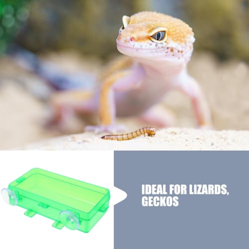 Reptile Feeding Trough and Water Dish with Anti-Escape Design, Large Green Non-Escape Food Bowl for Bearded Dragons, Geckos, Snakes, Suitable for Terrariums and Reptile Tanks