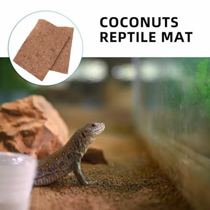 Vaguelly 4pcs Reptile Carpet Mat for Bearded Dragon and Lizard Tank Accessories, Natural Coconuts Fiber Material Enhanced Protection, Versatile Use for Home Breeding and Pet Stores