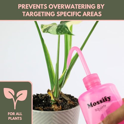 Mossify Squirtr Bottle 480ml – Clear Squirt Water Bottle for Plants, Tattoo, Hair & Labs – Easy Squeeze Plant Waterer with Long Nozzle – Refillable Seedling Watering Can, Wash Bottle - Pink - color: Pink