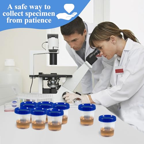 100Pcs Leak Proof Specimen Cups with Lids,4oz Disposable Urine Cups | Specimen Container with Screw on Lid,Sample Collection Kit for Safe Urine Pee Sample Analysis Testing - style: Blue-100PCS