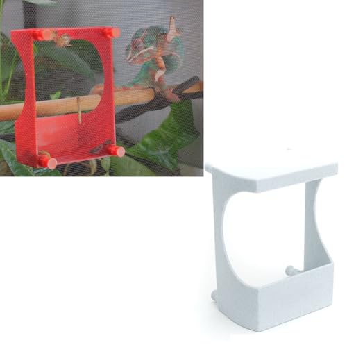 Magnetic Chameleon Feeder Dish - Strong Neodymium Magnet Reptile Food Cup Compatible with Glass Terrariums for Easy Feeding and Cleaning (Grayish-White) - color: Grayish-White