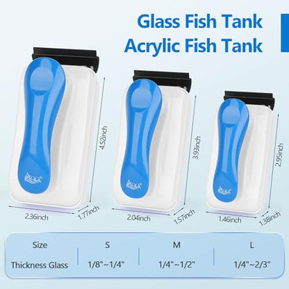 AQQA Aquarium Magnet Glass Cleaner,Dolphin Series-Fish Tank Algae Scraper Brush Cleaner for Glass or Acrylic,2 Detachable Blades Floating Cleaning Tool for 1/8"-1/4" Thickness - size: S 1/8"-1/4" Thickness
