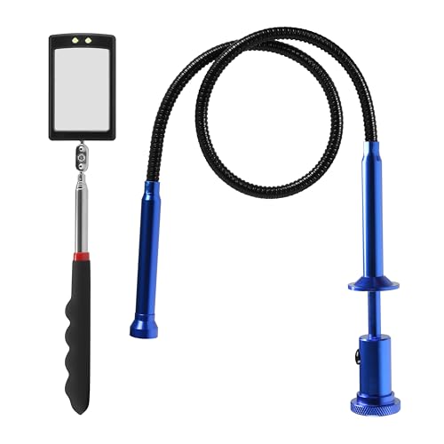 Telescoping inspection mirror with LED lights，Flexible Claw Grabber Tool Magnetic 4 Claw Picker. Combination tool set. Easy to extendable observe and grab the items in the gap picker upper grabber - style: Suit