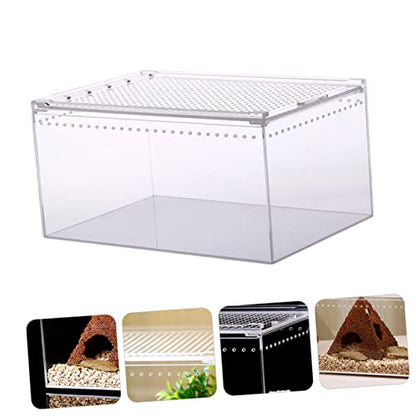 Climbing Pet Feeding Box Transparent Leak Reptile Breeding Container for Spiders Geckos Frogs Snakes for Safe Transport Habitat Observation