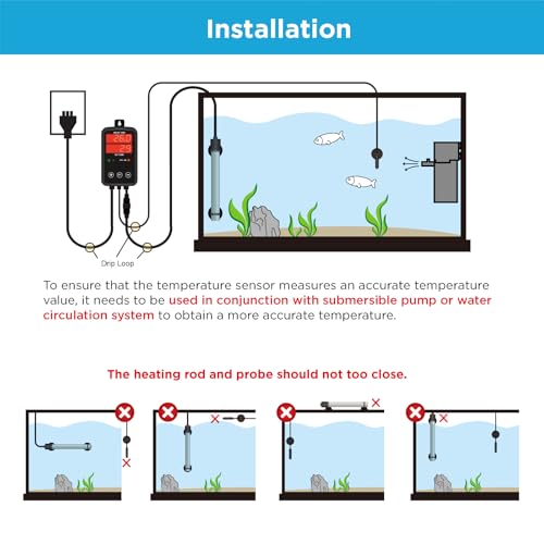Titanium Aquarium Heater 1000W, Submersible Fish Tank Heater with Digital Display Temperature Controller, 0℃-40℃ Adjustable, Fast Heating for 150~200 Gal Saltwater Freshwater, MX-9029(1000W) - size: 1000W