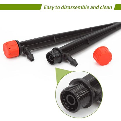 100 pcs Drip Emitters for 1/4" Drip Irrigation Tubing, Adjustable 360 Degree Water Flow Drippers for Drip Irrigation on 5" Arrow Stake for Garden Watering System Flower Plant - size: 100 Pcs Drip Emitters