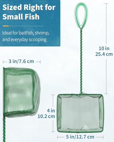 Pawfly Aquarium Fish Net with Braided Metal Handle Square Net with Soft Fine Mesh Sludge Food Residue Wastes Skimming Cleaning Net for Fish Tanks Small Koi Ponds and Pools - style: 5 Inch