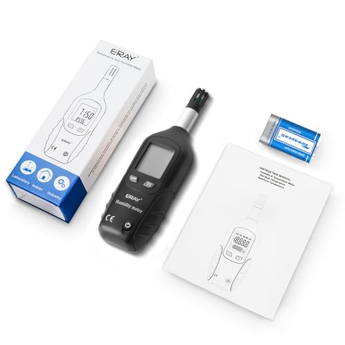 ERAY Digital Psychrometer Thermometer Hygrometer with Backlight | Temperature and Humidity Reader Meter Thermo-Hygrometer with Dew Point and Wet Bulb Temperature, 9V Battery Included(Black) - color: Black