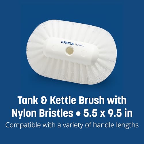SPARTA 5-1/2" Tank and Kettle Scrub Brush Head Heavy-Duty Tile Brush, Handle Compatible (Sold Separately) for Access in Spacious Containers, Nylon Bristle, 9.5 x 5.5 x 4 Inches, White - size: 9.5 Inches