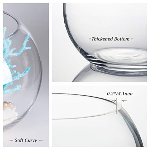 WGV Bowl Glass Vase Bulk, Diameter 6", Height 4.5", Open Width 4", 48 oz., (Multiple Sizes Choices) Clear Bubble Planter Terrarium Fish Bowl for Wedding Event Home Decor, 12 Pieces (VBW0006A) - size: 6"D 1 Case