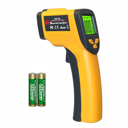 DEASOMIYE Infrared Laser Thermometer, Digital Infrared Laser Thermometer Gun with Adjustable Emissivity, IR Thermometer Temperature Gun for Cooking, Pizza Oven & Engine, -58℉～1022℉(-50℃～550℃) - color: Yellow