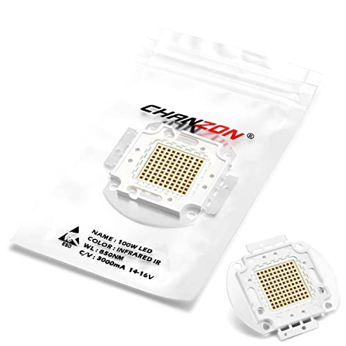 CHANZON High Power Led Chip 100W Infrared IR 850nm | (3000mA / DC 14V - 16V / 100 Watt) SMD COB Light Emitter Diode Components Night Vision Bulb Lamp Beads for DIY Lighting - color: N) Infrared Ir (850nm)