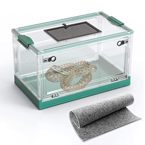 Large Snake Reptile Tank Habitat Cage, Grey Blue, 21.65"x12.6"x12.2" | Amphibians Habitat Cages, Sliding Screen Top, For Lizard, Gecko, Frog, Hamster - color: Grey Blue