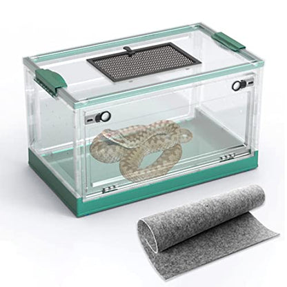 Large Snake Reptile Tank Habitat Cage, Grey Blue, 21.65"x12.6"x12.2" | Amphibians Habitat Cages, Sliding Screen Top, For Lizard, Gecko, Frog, Hamster - color: Grey Blue