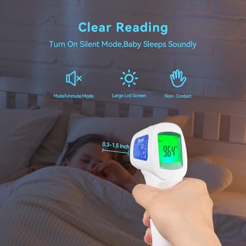 Berrcom Thermometer, 3 in 1 Contactless Infrared Fever Check Thermometer for Forehead, Ideal for Baby, Infant, Kids, and Adults, Batteries Not Included, JXB-178 (White) - color: White