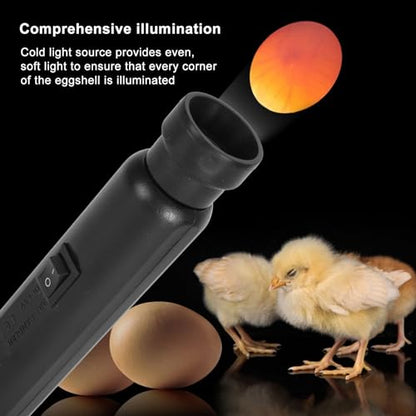 Bright Cool LED Light Egg Candler Tester Candler Candling Lamp, Egg Candler LED Light for Monitoring Eggs Development with 2 Soft Rubber (Battery Box)