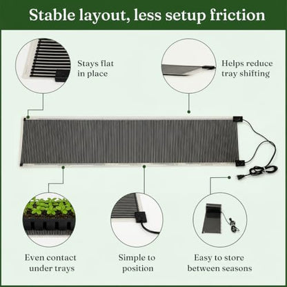 Seedling Heat Mat 11 in x 48 in, Even Heating, Water-Resistant Pad | Made in USA, Helps Warms 10-20°F Above Ambient, Long Plant Warming Pad for Seed Starting, Germination, Propagation Mats - size: 11" x 48" (Rectangular)