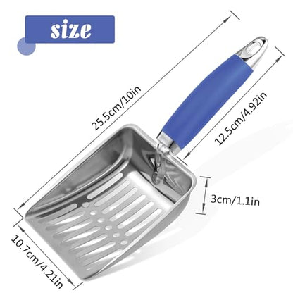 Cat Litter Scoop -Stainless Steel Metal Cat Litter Scoop-Sturdy Mesh Scooper - Mesh Shovel-Easy to Clean - Suitable for Cat Litter Box -Navy Blue - color: Navy Blue, size: M