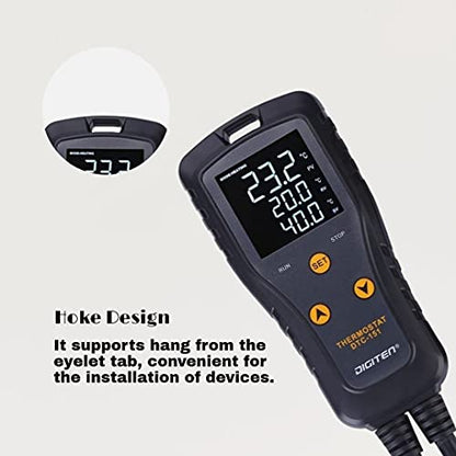 DIGITEN DTC151 Temperature Controller Plug-in Thermostat Cooling Heating Temperature Controller Outlet GreenhouseThermostat for Germination Incubation Homebrewing - style: 15A Temperature Controller