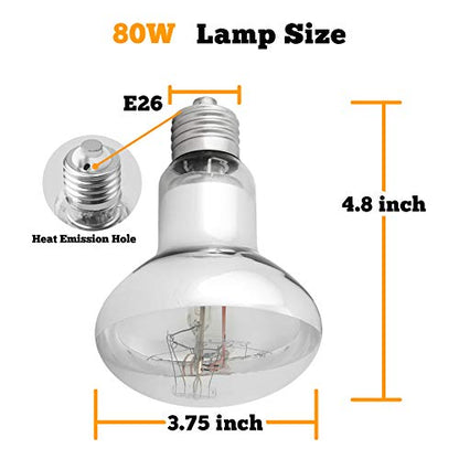 UVA UVB Sun Lamp High Intensity Self-Ballasted Heat Basking Lamp/Light/Bulb for Reptile and Amphibian (80W)