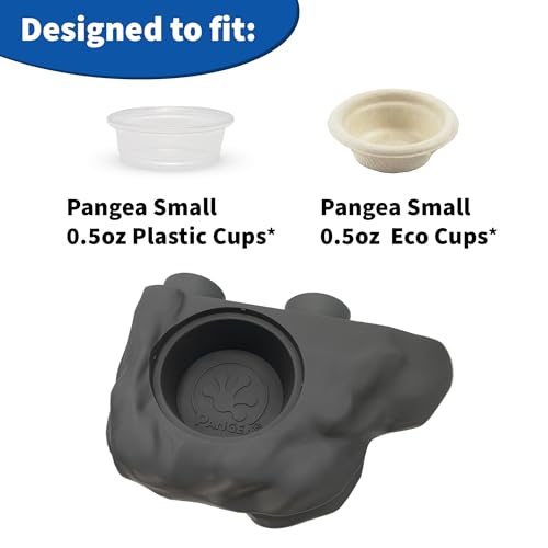 Pangea Silicone Gecko Feeding Ledge - Magnetic Mini Food Dish, Black | 4.125" x 2.625" x 1.18" - Fits 0.5oz Feeding Cups, Easy to Clean Silicone Build - 1.625" x 0.625" Size Cup Holder - color: Black