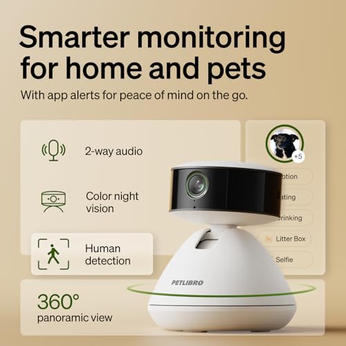 PETLIBRO 90-Day AI Trial Pet Camera Indoor with Phone App, 360° Pan Tilt Dog Camera&Cat Cameras, Indoor Camera WiFi Camera with AI Detection&Recognition, Home Cameras Indoor, Night Vision, 2-Way Audio - color: White, size: with 90-Day AI Trial