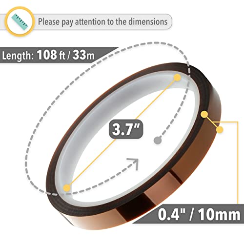 Mr. Pen Heat Tape - 10mm x 33m (108ft), 2 Rolls | High Temperature Tape for Sublimation and Heat Press