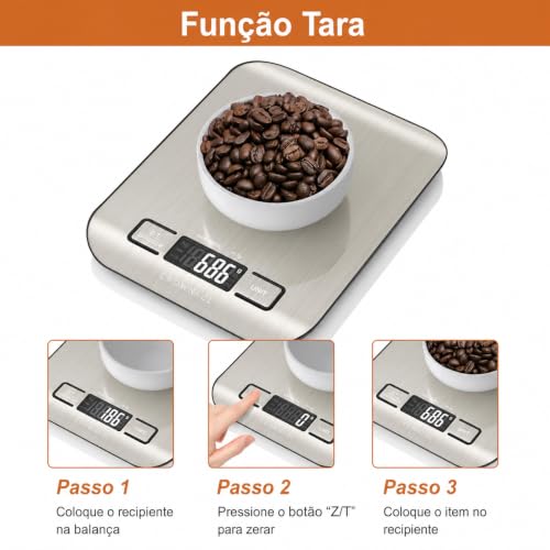 CROWNFUL Food Scale, 11 lb Digital Kitchen Scales with Built-in Coin Battery, Weight Ounces and Grams for Cooking and Baking, 6 Units with Tare Function, LCD Display, 304 Stainless Steel - size: Medium