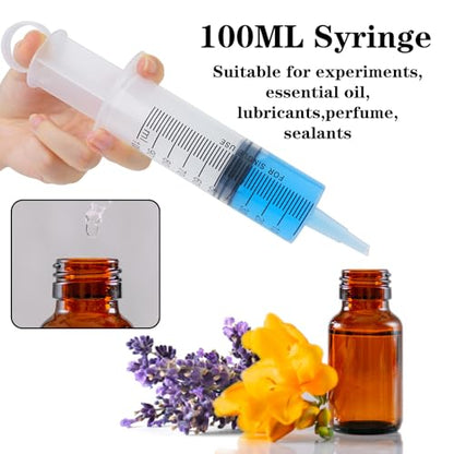 100ml Large Syringes, Individually Sterile Sealed Plastic Syringe for Liquid, Scientific Labs, Measurement, Pet Feeding ,Ink Refilling ,Oil or Glue Applicator(1 Pack) - style: 100ml