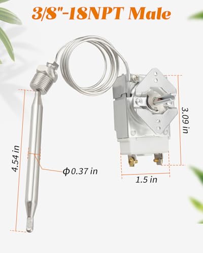 RX-2-24 Thermostat for Deep Fryer Fit for ADCRAFT, for Gas Fryer Adcraft Atosa 301030004 Robertshaw 5300-402, with 3/8" Mpt Stuff Box 200-400F - size: 3/8