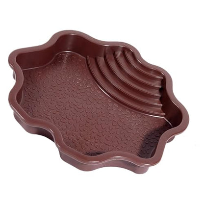Extra Large Reptile Bathing Pool Reptile Feeding Dish Water Bowl with Ramp Aquarium Ornament for Gecko, Snake, Turtle, Bearded Dragon, Lizard Bath (Brown-red) - color: Brown-red