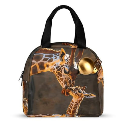 Gentle Giraffe Lunch Bag for Women Men | Insulated Lunch Box Leakproof Food Meal Containers Reusable Foldable 6L Capacity Lunch Tote Bags for Work Picnic Travel - color: style-12
