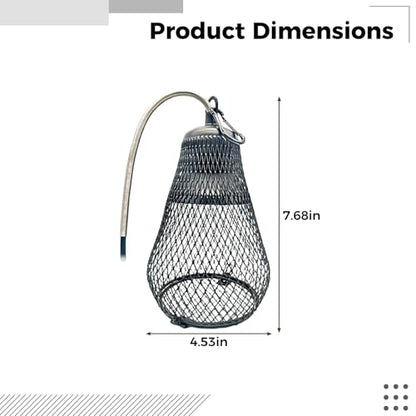Reptile Heat Lampshade, Long 7.7 in Ceramic Cover, Metal Mesh Cage Anti-Scald, Anti-Bite Cable Protection with Dimmer Switch for Parrot, Lizard, Turtle, Reptile (Bulb not Included)