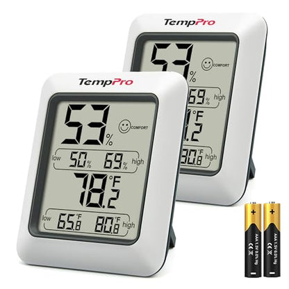 TempPro TempAir Digital Hygrometer Indoor Thermometer Room Thermometer | Humidity Meter Humidity Gauge with Temperature Humidity Monitor for House Office Celler Kitchen Greenhouse RV, 2 Pack - size: Classic