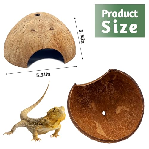 PINVNBY 4 PCS Natural Coconut Reptile Hideouts Lizard Coco Hut Hermit Crab Hut Aquarium Fish Hide Cave Spider Snail Climber Toys - size: 4 PCS Smooth Surface