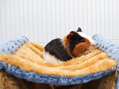 Fleece Winter Warm Rat Hammock, Double Layer Hanging Birds Nest Bed with Warm Fleece, Bird Cage Stand Perch, Hideaway Cave Tent, Sleep Bed Cage Accessories for Rat, Guinea Pig, Chinchilla (Blue) - color: Blue