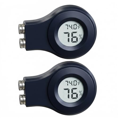 2PCS Magnetic 360° Placement Temperature and Humidity Monitor for Jumping Spider Enclosure Accessories Digital Thermometer Hygrometer for Reptile Tank, Terrarium, Gecko, Bearded Dragon - color: Round