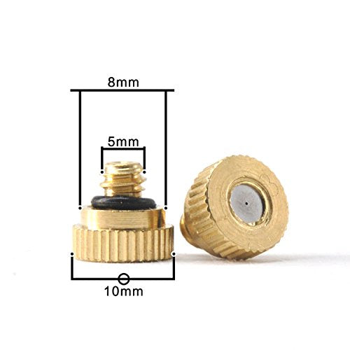 Brass Misting Nozzles for Outdoor Cooling System 22 pcs,0.012" Orifice (0.3 mm) 10/24 UNC by Aootech