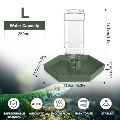 Reptile Water Dispenser-Bearded Dragon Water Bowl - Small Water Dish for Tortoise - Bowls for Reptiles & Amphibians (L) - size: L