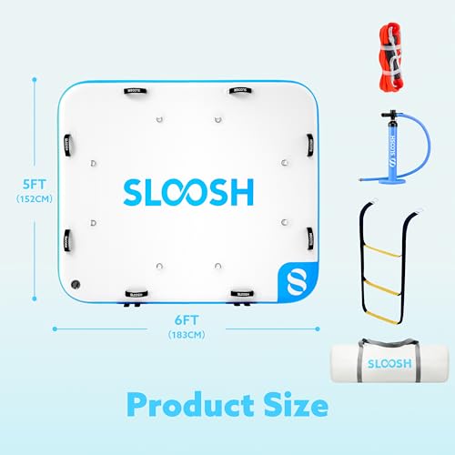 SLOOSH Inflatable Floating Dock, Inflatable Dock Floating Platform, Portable Air Dock Platform Fit for Pool, Lake, Beach with Non-Slip Surface - size: 6Ft X 5Ft