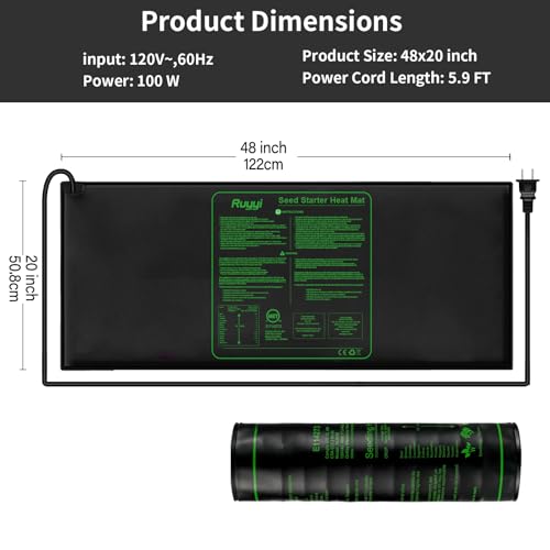 Durable Waterproof Seedling Heat Mat with ETL Certified, Warm Hydroponic Heating Pad for Germination,Indoor Gardening,Brewing and Greenhouse 48"*20" - style: 48"*20"