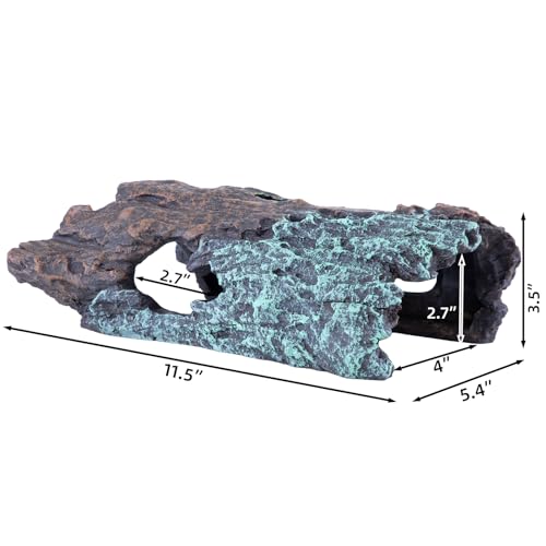 Natural Reptile Hide Basking Platform, Hideout Decor for Aquarium, Fish Tank, Bearded Dragon, Gecko, Shrimp, Betta (Glow-in-the-Dark Tree Cave, Large) - color: Glow-in-the-Dark Tree Cave, size: Large