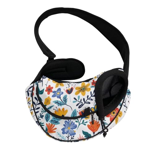 COEQINE Dog Carrier for Medium Dogs Cat Hands-Free Floral Front Facing Cat Sling Carrier Escape Proof Design Small Cats Women Walking Garden - color: Bloom Grace Floral Design