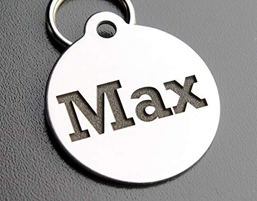 DEEP Engraved Premium Dog & Cat ID Tag – Personalized, Stainless Steel, Long-Lasting Durability - Round 1-1/4"x1-1/8 (1-Side Engraving) - style: ROUND 1-1/4"x1-1/8" (1-Side Engraving)