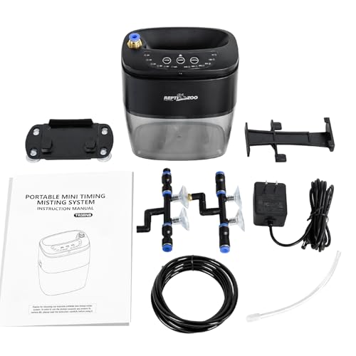 REPTI ZOO 800ml Portable Mister Fogger for Reptile Tank Enclosure - Terrarium Misting System With 2 Nozzles for Amphibians and Rainforest Plants