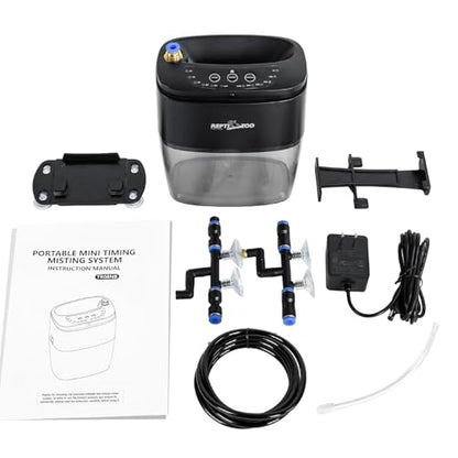 REPTI ZOO 800ml Portable Mister Fogger for Reptile Tank Enclosure - Terrarium Misting System With 2 Nozzles for Amphibians and Rainforest Plants